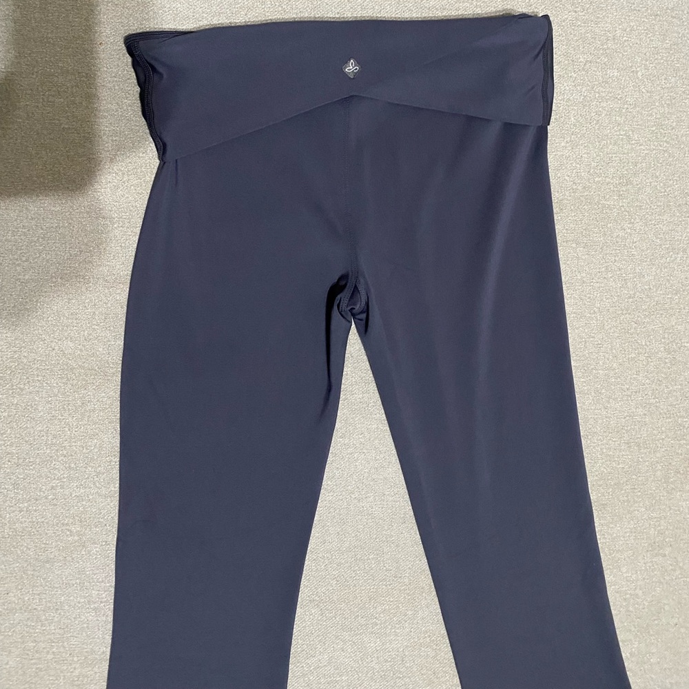 Prana Black Flared Fold Over Waistband Leggings